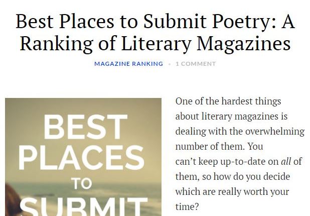 Best Places to Submit Poetry: A Ranking of Literary Magazines by John Fox + updated with payment/submission fees